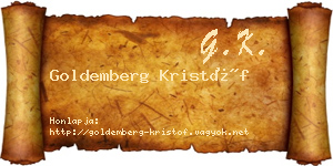Goldemberg Kristóf névjegykártya